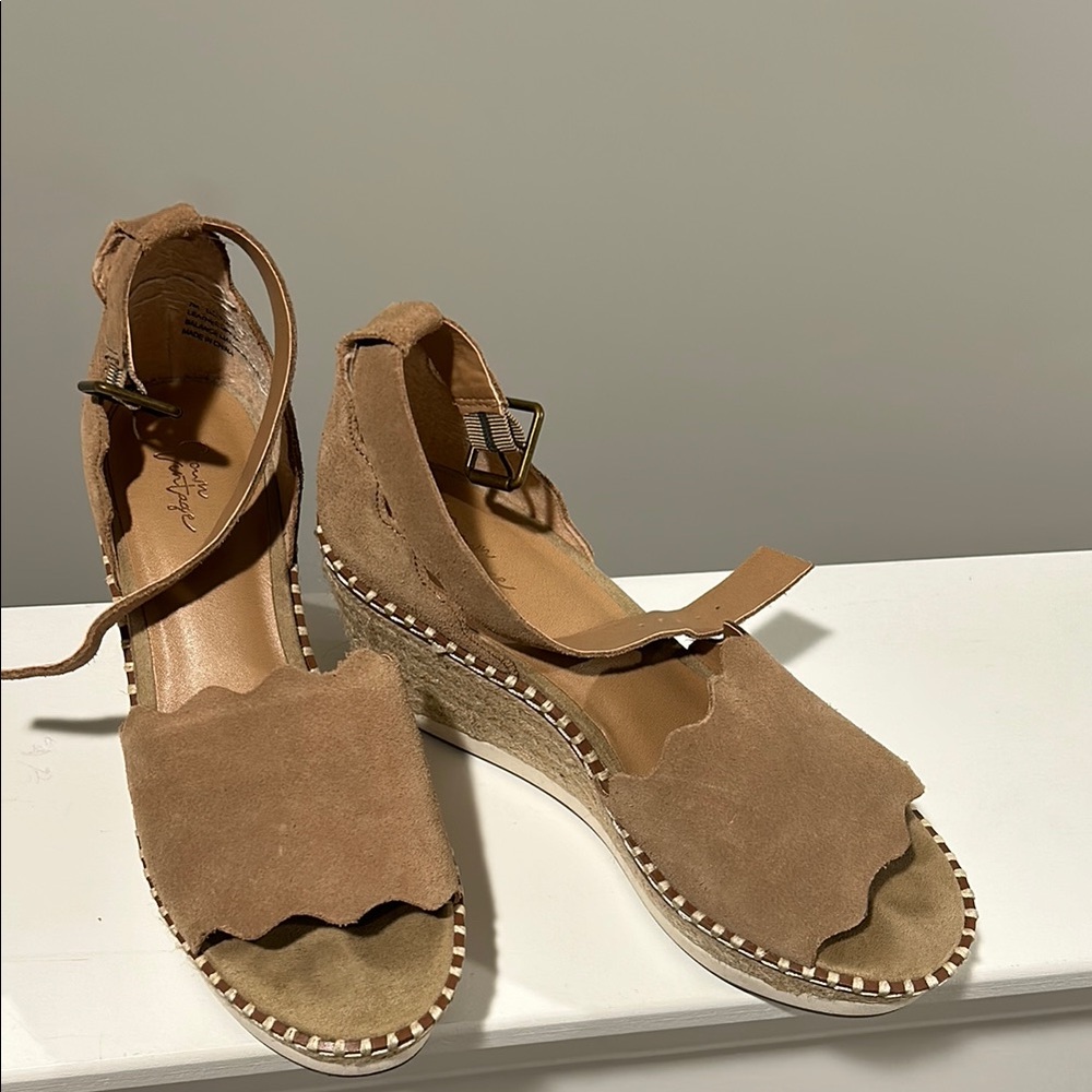 Brown Suede Wedge Sandals